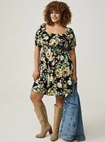 Mini Puff-Sleeve Dress