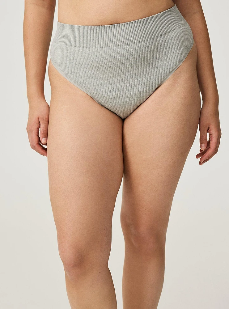 Seamless Rib High-Rise Thong Panty