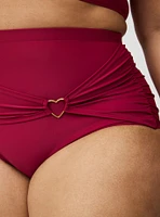 Side Ruched Heart Ring Swim Bottom
