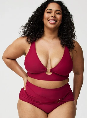 Side Ruched Heart Ring Swim Bottom