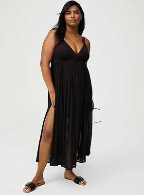 Sheer Mesh Cover-Up Maxi Dress