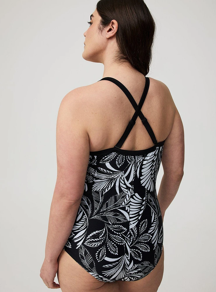 Wire-Free Twisted V-Neck One Piece Swimsuit