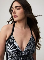 Wire-Free Twisted V-Neck One Piece Swimsuit