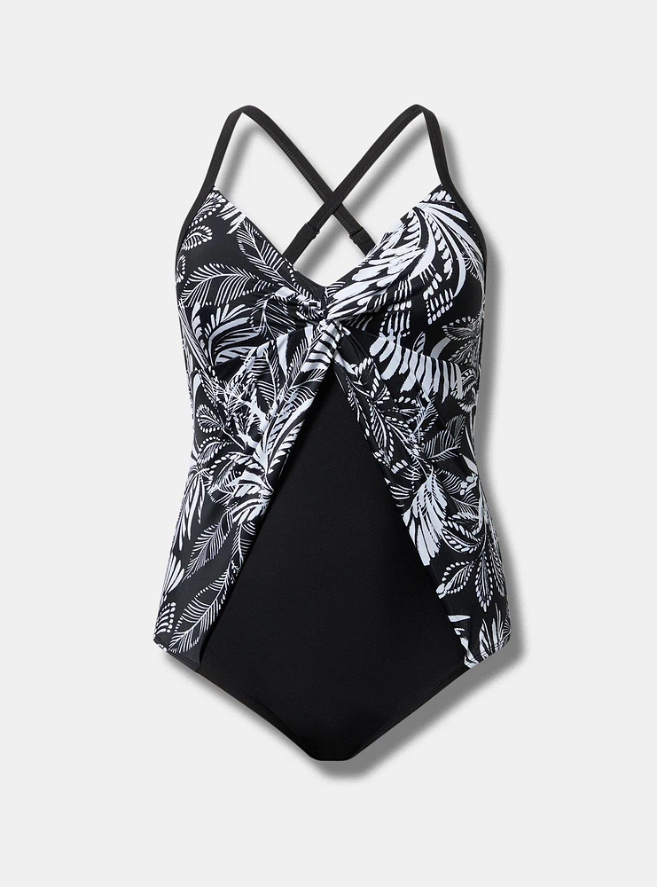 Wire-Free Twisted V-Neck One Piece Swimsuit