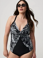 Wire-Free Twisted V-Neck One Piece Swimsuit