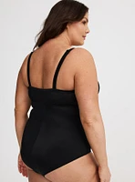 Ribbed Button-Up One-Piece Swimsuit