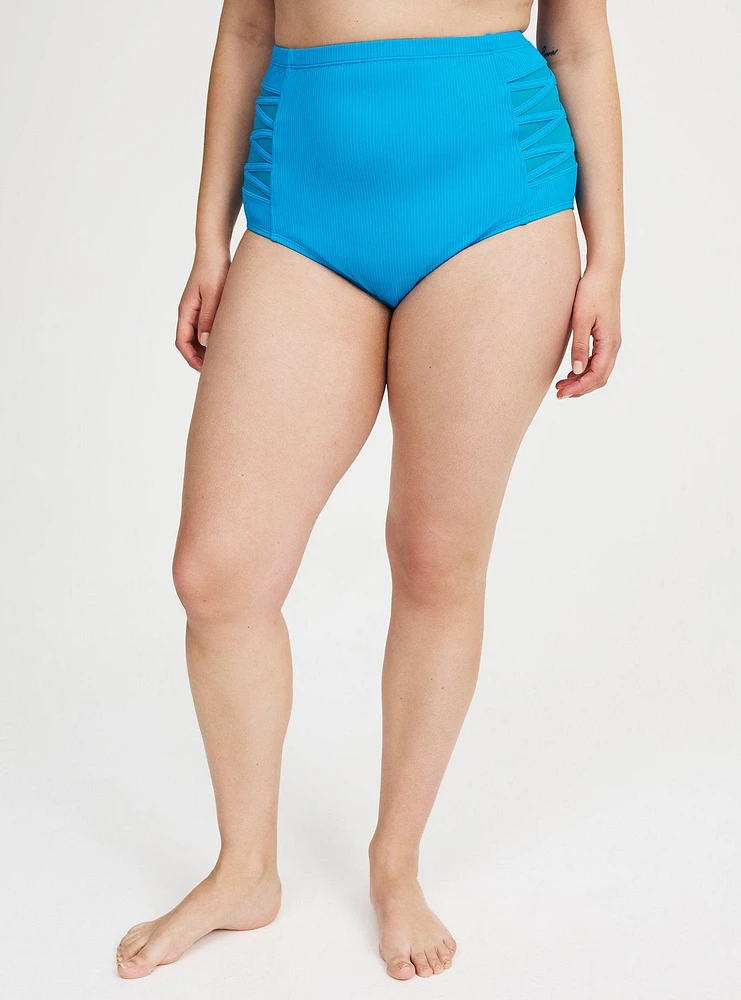 Ribbed Crossed Sides Swim Bottom