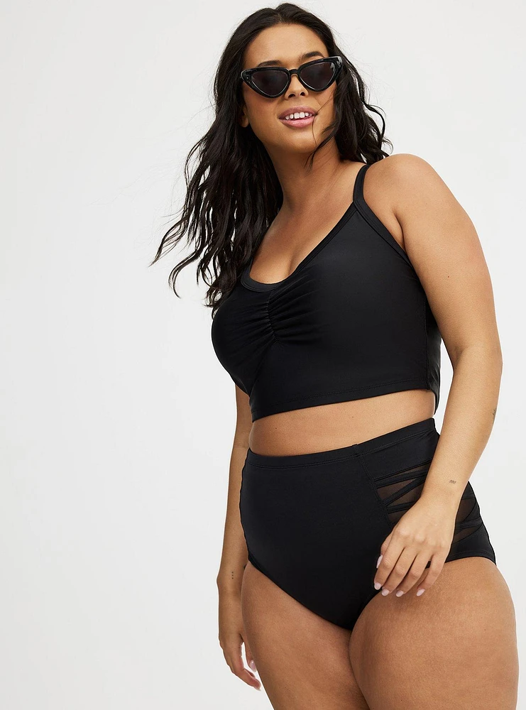 Wireless Ruched Longline Swim Top