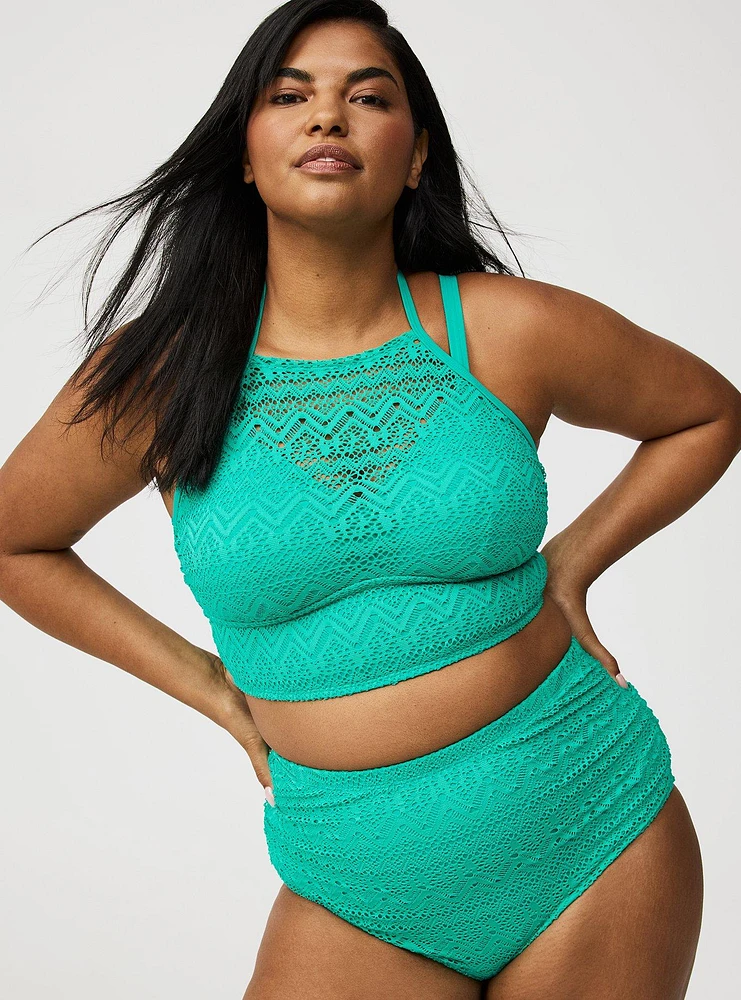 High-Rise Crochet Swim Bottom