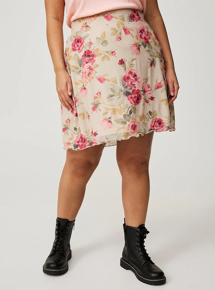 Mesh A-Line Mini Skirt