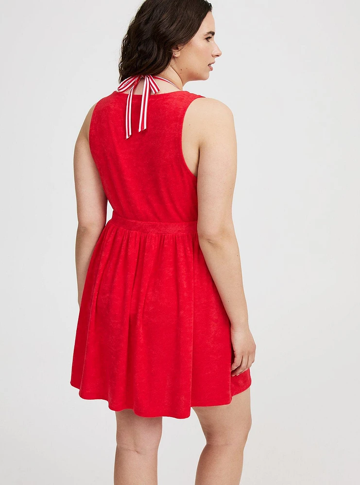 Terry Plunge Cover-Up Mini Dress