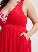 Terry Plunge Cover-Up Mini Dress