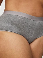 Mid-Rise Ribbed Logo Cotton Brief Panty