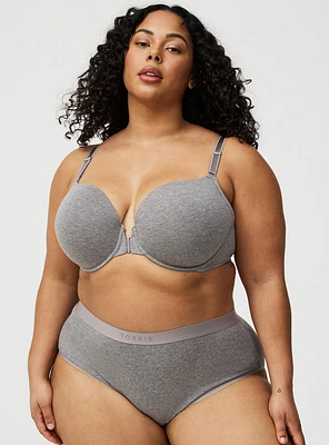 Mid-Rise Ribbed Logo Cotton Brief Panty