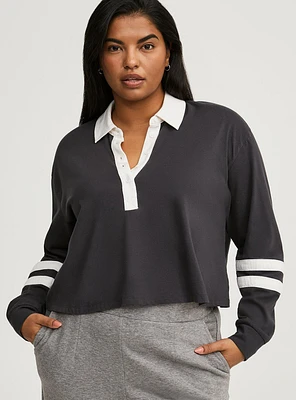 Rugby V-Neck Crop Top