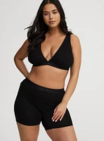 High-Rise Ribbed Logo Cotton Short Panty