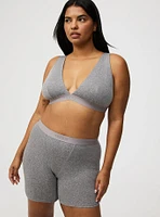 High-Rise Ribbed Logo Cotton 6'' Short Panty