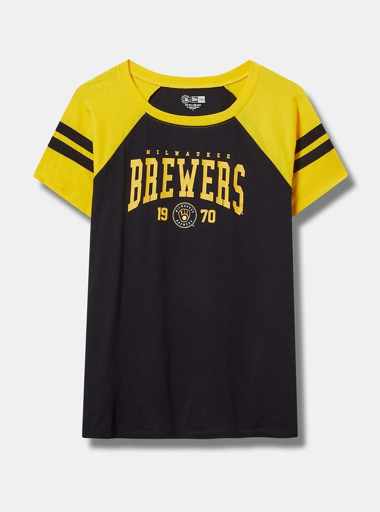 MLB Milwaukee Brewers Cotton Varsity Ringer Tee
