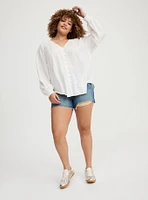 Eyelet Button-Down Top