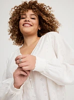 Eyelet Button-Down Top