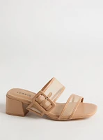 Mesh Buckle Double Band Block Heel (WW