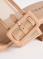 Mesh Buckle Double Band Block Heel (WW