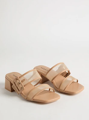 Mesh Buckle Double Band Block Heel (WW
