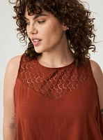 Lace Yoke Smocked Top