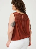 Lace Yoke Smocked Top