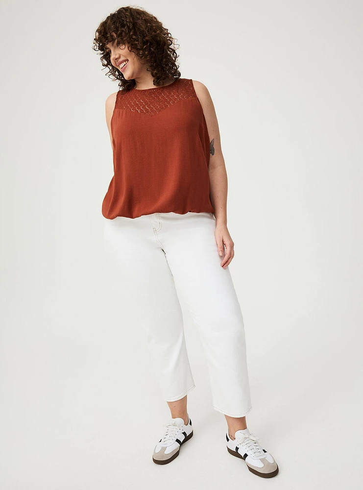 Lace Yoke Smocked Top