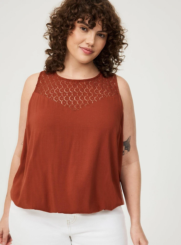 Lace Yoke Smocked Top