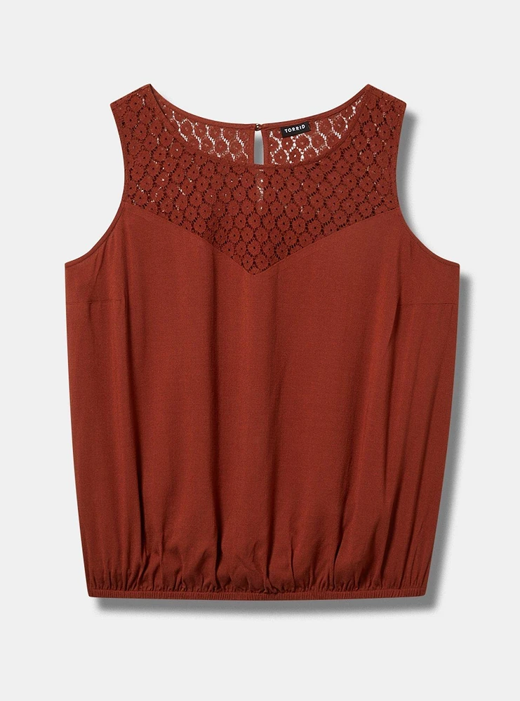 Lace Yoke Smocked Top