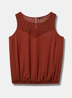 Lace Yoke Smocked Top
