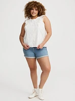High Neck Lace Trim Top