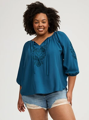 Challis Raglan 3/4 Sleeve Blouse