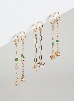 Pearl & Stone Linear Earring Set