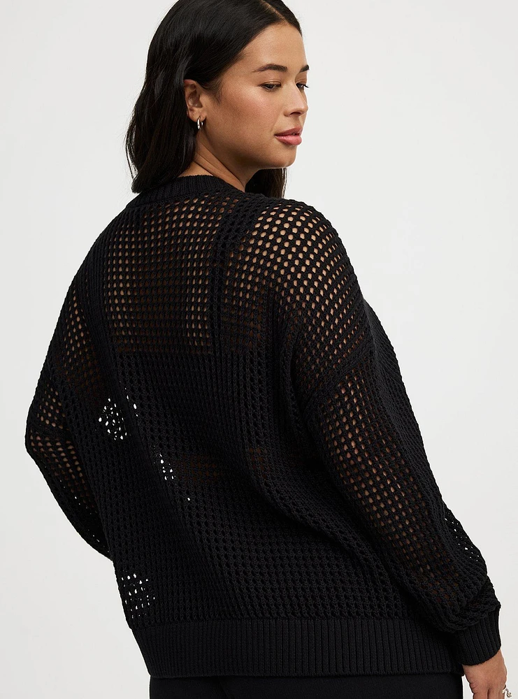 Open Stitch V-Neck Pullover