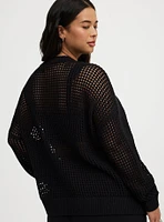 Open Stitch V-Neck Pullover
