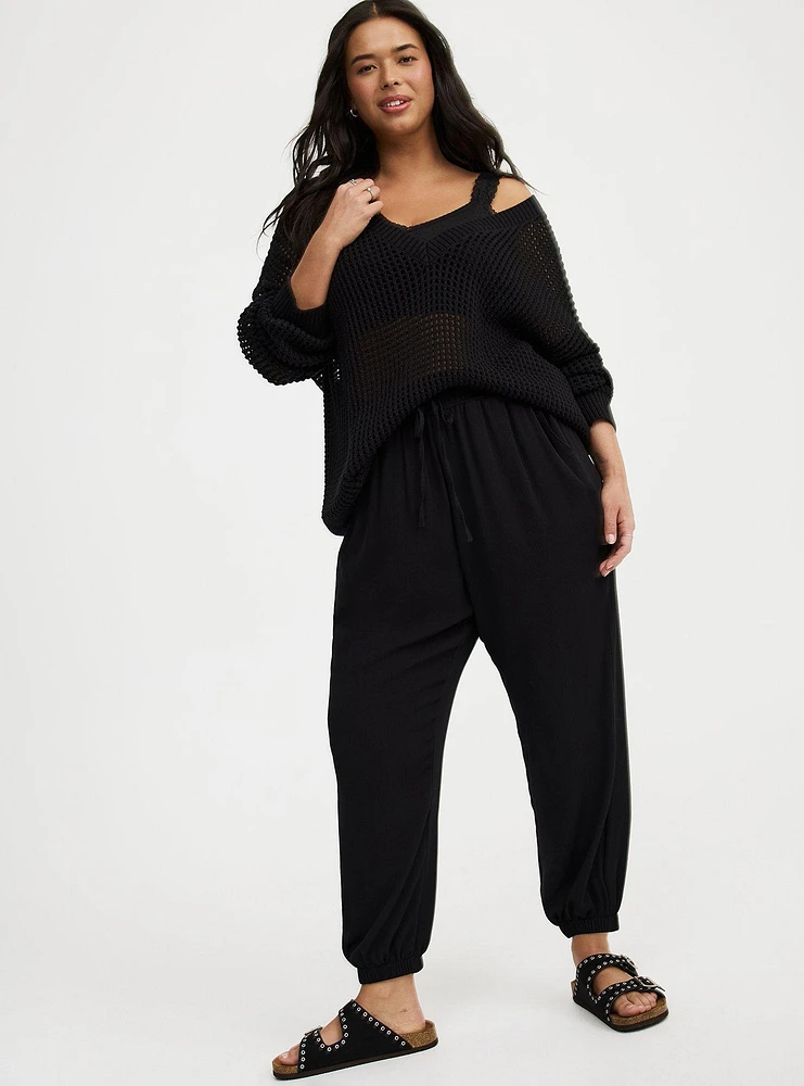 Open Stitch V-Neck Pullover