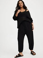 Open Stitch V-Neck Pullover