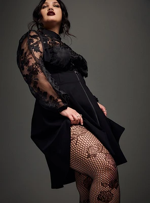 Nightfall Fishnet Floral Tights