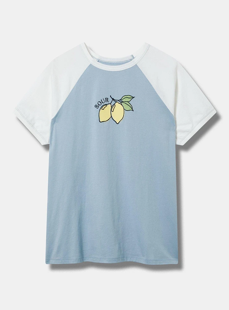 Sour Lemons Classic Cotton Raglan Embroidered Tee