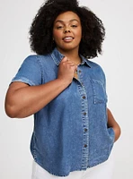Drop Shoulder Crop Shirt