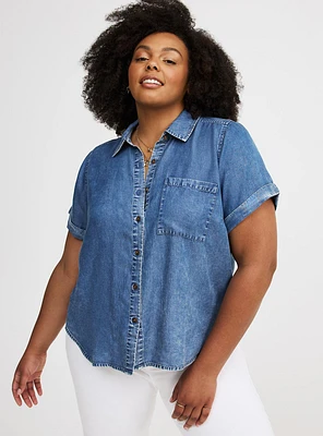 Drop Shoulder Crop Shirt