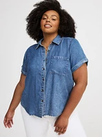Drop Shoulder Crop Shirt