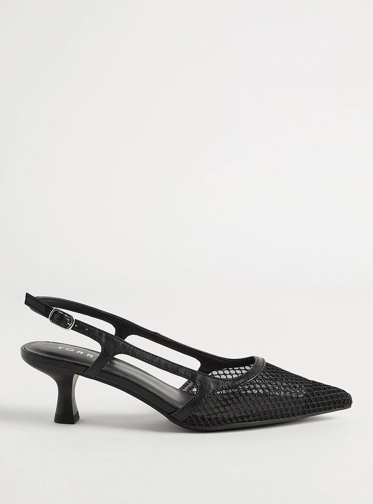 Fishnet Slingback Kitten Heel (M