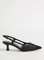 Fishnet Slingback Kitten Heel (M