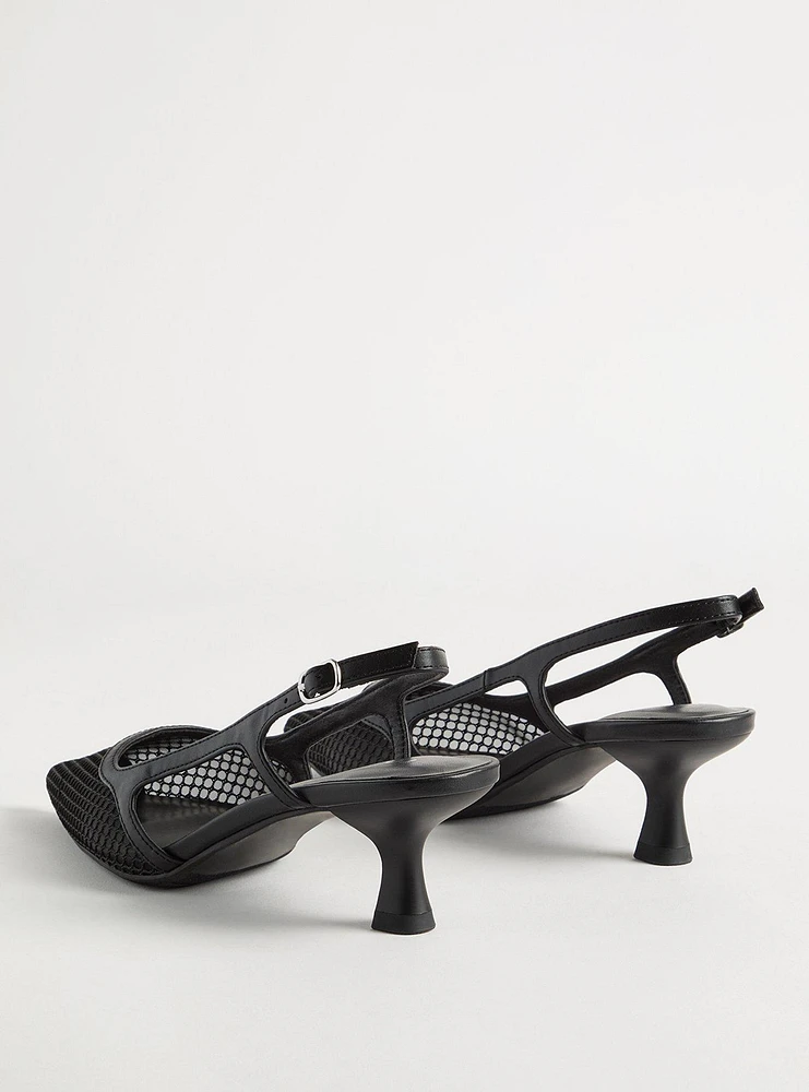 Fishnet Slingback Kitten Heel (M