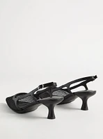 Fishnet Slingback Kitten Heel (M
