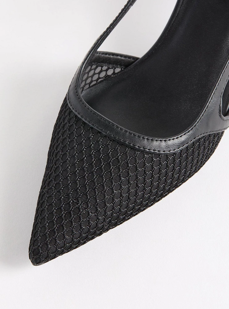 Fishnet Slingback Kitten Heel (M